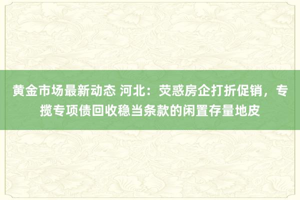 黄金市场最新动态 河北：荧惑房企打折促销，专揽专项债回收稳当条款的闲置存量地皮