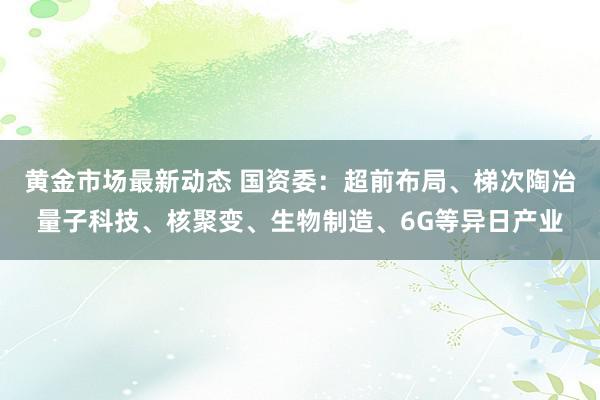 黄金市场最新动态 国资委：超前布局、梯次陶冶量子科技、核聚变、生物制造、6G等异日产业