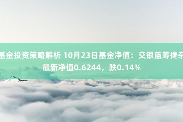 基金投资策略解析 10月23日基金净值：交银蓝筹搀杂最新净值0.6244，跌0.14%