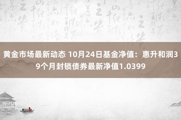 黄金市场最新动态 10月24日基金净值：惠升和润39个月封锁债券最新净值1.0399