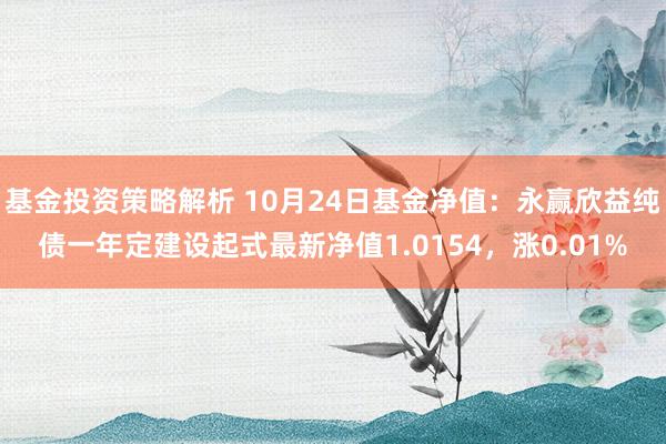 基金投资策略解析 10月24日基金净值：永赢欣益纯债一年定建设起式最新净值1.0154，涨0.01%