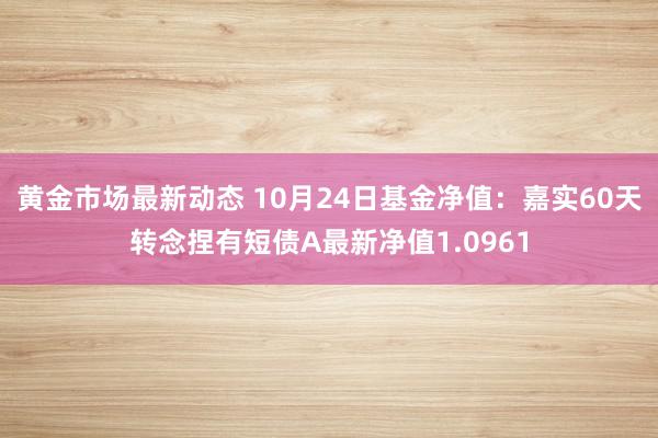 黄金市场最新动态 10月24日基金净值：嘉实60天转念捏有短债A最新净值1.0961