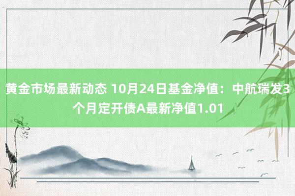 黄金市场最新动态 10月24日基金净值：中航瑞发3个月定开债A最新净值1.01