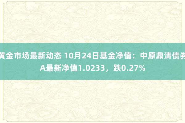 黄金市场最新动态 10月24日基金净值：中原鼎清债券A最新净值1.0233，跌0.27%