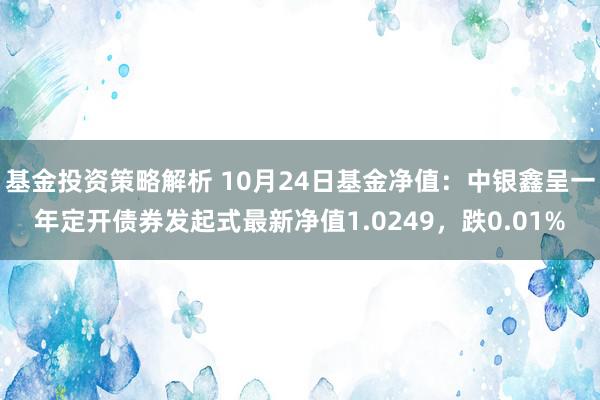 基金投资策略解析 10月24日基金净值：中银鑫呈一年定开债券发起式最新净值1.0249，跌0.01%