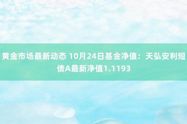 黄金市场最新动态 10月24日基金净值：天弘安利短债A最新净值1.1193