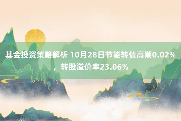 基金投资策略解析 10月28日节能转债高潮0.02%，转股溢价率23.06%