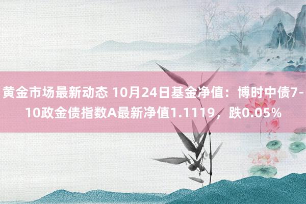 黄金市场最新动态 10月24日基金净值：博时中债7-10政金债指数A最新净值1.1119，跌0.05%