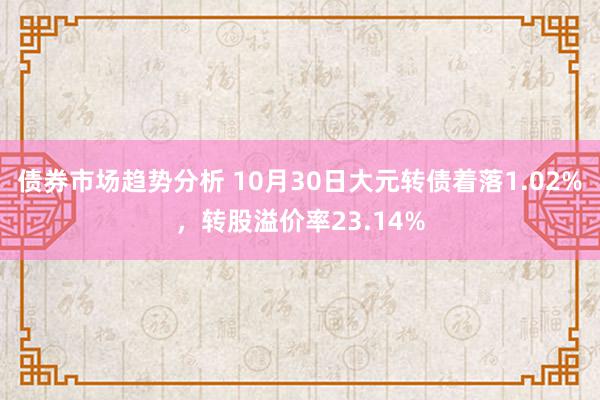 债券市场趋势分析 10月30日大元转债着落1.02%，转股溢价率23.14%