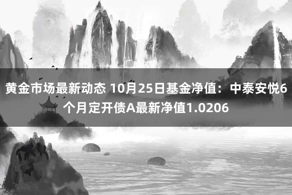 黄金市场最新动态 10月25日基金净值：中泰安悦6个月定开债A最新净值1.0206