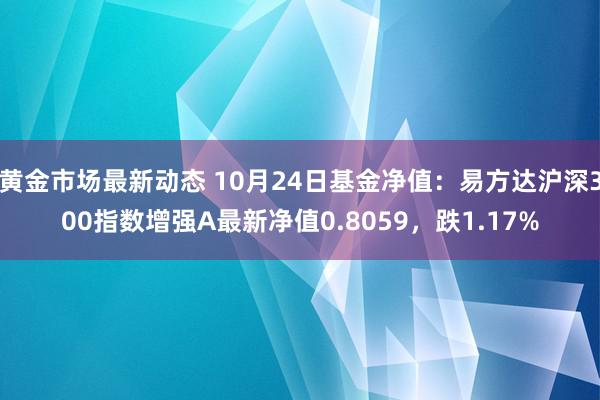 黄金市场最新动态 10月24日基金净值：易方达沪深300指数增强A最新净值0.8059，跌1.17%