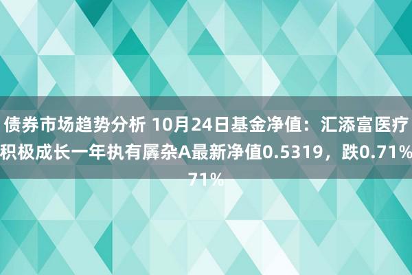 债券市场趋势分析 10月24日基金净值：汇添富医疗积极成长一年执有羼杂A最新净值0.5319，跌0.71%