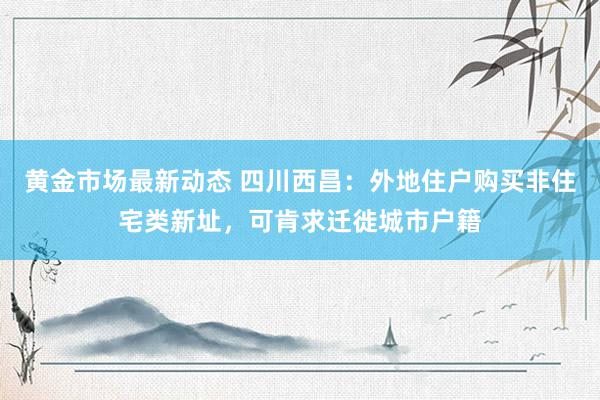 黄金市场最新动态 四川西昌：外地住户购买非住宅类新址，可肯求迁徙城市户籍