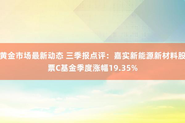 黄金市场最新动态 三季报点评：嘉实新能源新材料股票C基金季度涨幅19.35%