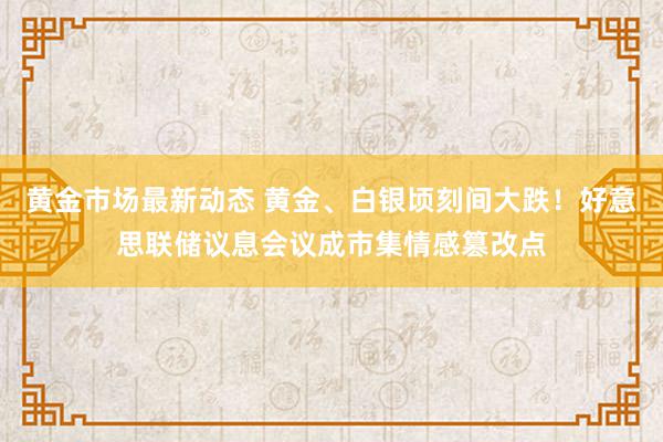 黄金市场最新动态 黄金、白银顷刻间大跌！好意思联储议息会议成市集情感篡改点