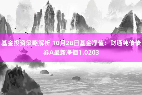 基金投资策略解析 10月28日基金净值：财通纯债债券A最新净值1.0203