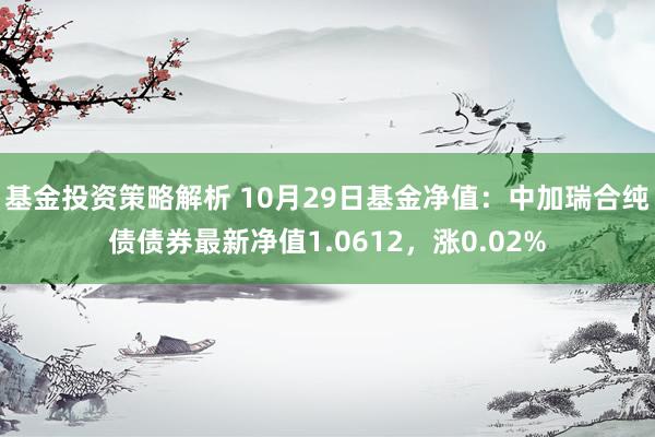 基金投资策略解析 10月29日基金净值：中加瑞合纯债债券最新净值1.0612，涨0.02%