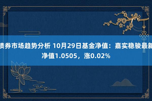 债券市场趋势分析 10月29日基金净值：嘉实稳骏最新净值1.0505，涨0.02%