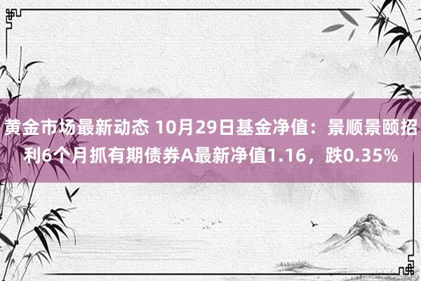 黄金市场最新动态 10月29日基金净值：景顺景颐招利6个月抓有期债券A最新净值1.16，跌0.35%