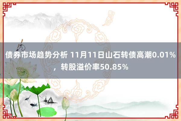 债券市场趋势分析 11月11日山石转债高潮0.01%，转股溢价率50.85%