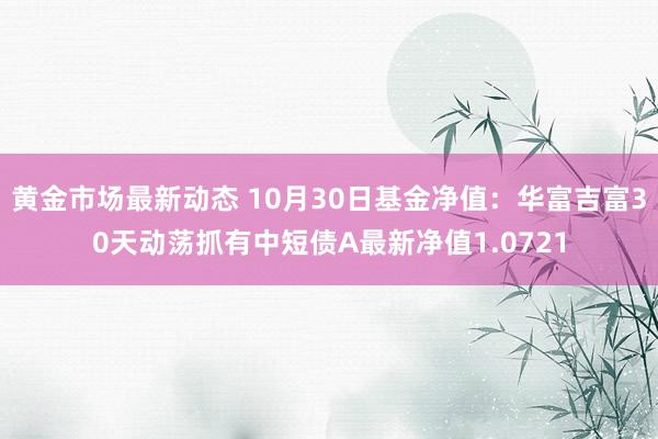 黄金市场最新动态 10月30日基金净值：华富吉富30天动荡抓有中短债A最新净值1.0721