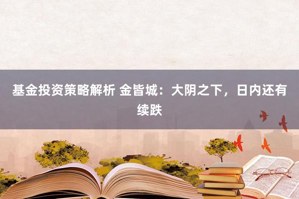 基金投资策略解析 金皆城：大阴之下，日内还有续跌