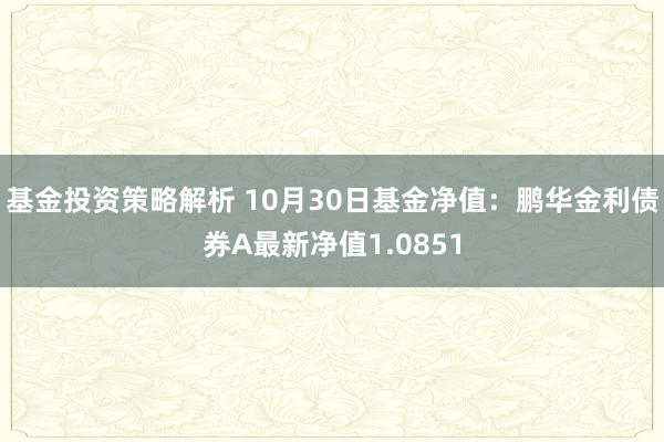 基金投资策略解析 10月30日基金净值：鹏华金利债券A最新净值1.0851