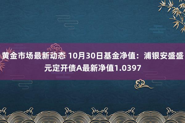 黄金市场最新动态 10月30日基金净值：浦银安盛盛元定开债A最新净值1.0397