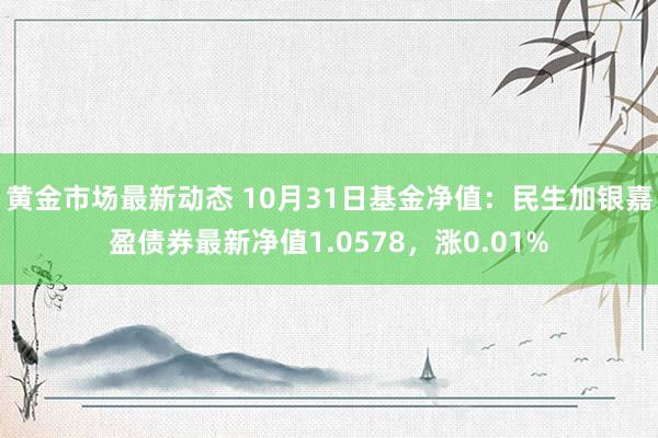 黄金市场最新动态 10月31日基金净值：民生加银嘉盈债券最新净值1.0578，涨0.01%