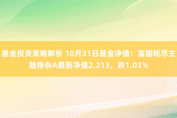 基金投资策略解析 10月31日基金净值：富国耗尽主题搀杂A最新净值2.213，跌1.03%