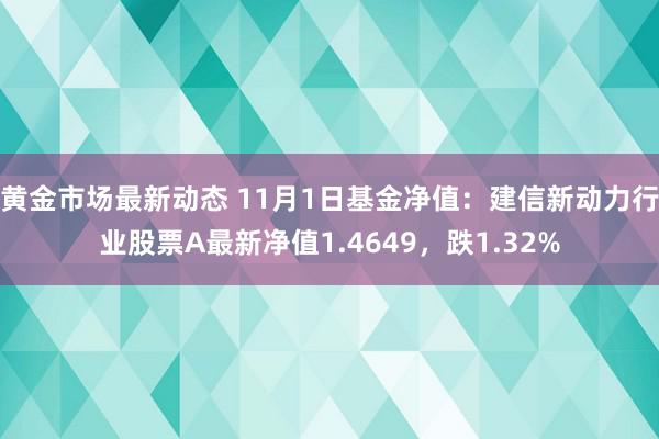 黄金市场最新动态 11月1日基金净值：建信新动力行业股票A最新净值1.4649，跌1.32%