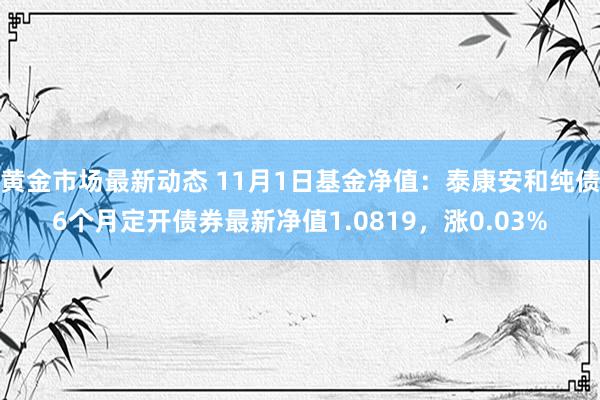 黄金市场最新动态 11月1日基金净值：泰康安和纯债6个月定开债券最新净值1.0819，涨0.03%