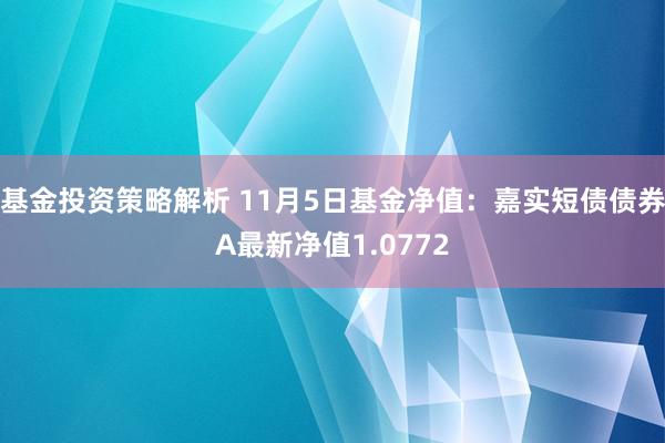 基金投资策略解析 11月5日基金净值：嘉实短债债券A最新净值1.0772