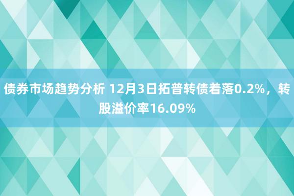 债券市场趋势分析 12月3日拓普转债着落0.2%，转股溢价率16.09%