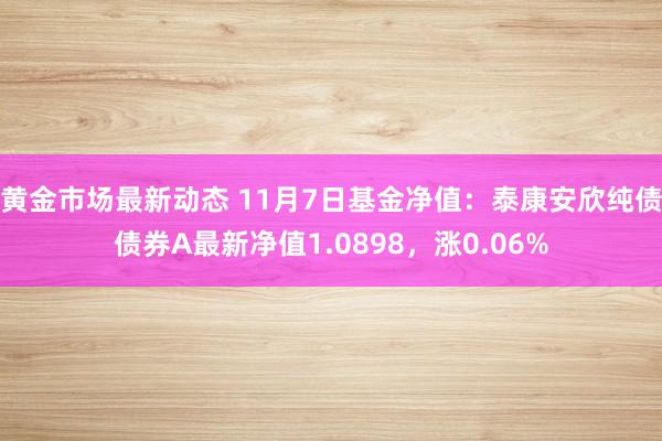 黄金市场最新动态 11月7日基金净值：泰康安欣纯债债券A最新净值1.0898，涨0.06%