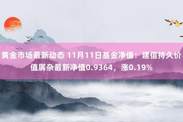 黄金市场最新动态 11月11日基金净值：建信持久价值羼杂最新净值0.9364，涨0.19%