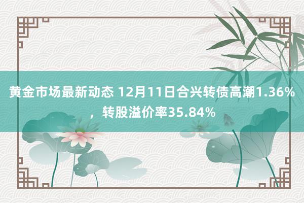 黄金市场最新动态 12月11日合兴转债高潮1.36%，转股溢价率35.84%