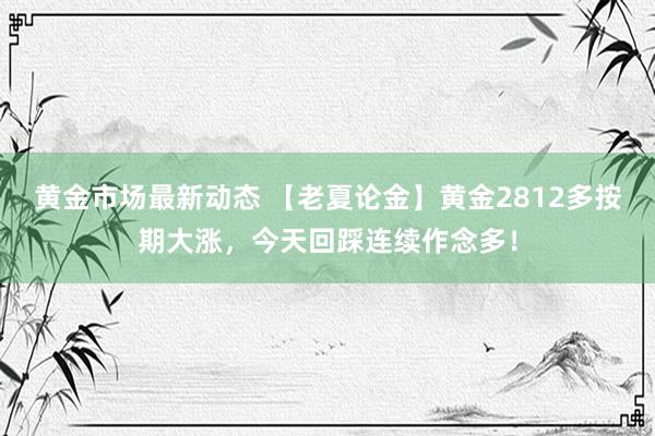 黄金市场最新动态 【老夏论金】黄金2812多按期大涨，今天回踩连续作念多！