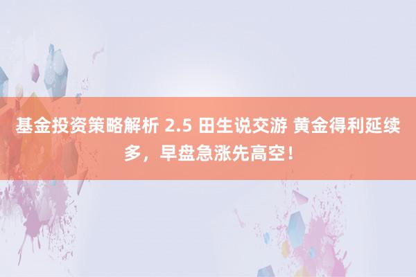 基金投资策略解析 2.5 田生说交游 黄金得利延续多，早盘急涨先高空！