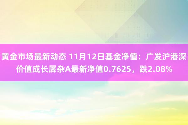 黄金市场最新动态 11月12日基金净值：广发沪港深价值成长羼杂A最新净值0.7625，跌2.08%