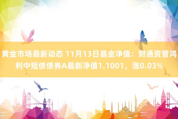 黄金市场最新动态 11月13日基金净值：财通资管鸿利中短债债券A最新净值1.1001，涨0.03%