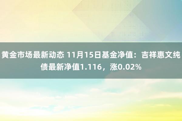 黄金市场最新动态 11月15日基金净值：吉祥惠文纯债最新净值1.116，涨0.02%