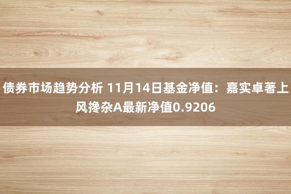 债券市场趋势分析 11月14日基金净值：嘉实卓著上风搀杂A最新净值0.9206