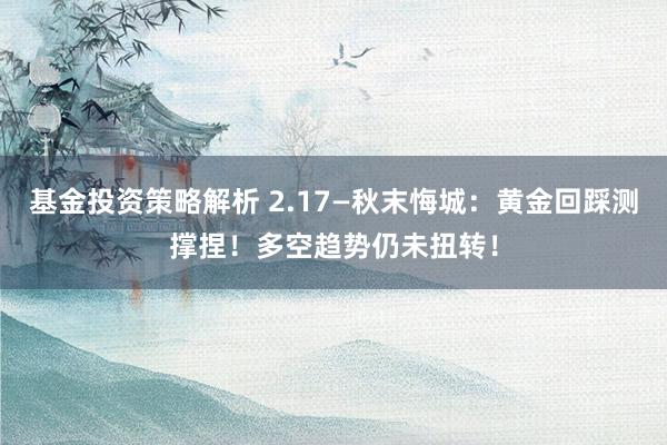 基金投资策略解析 2.17—秋末悔城：黄金回踩测撑捏！多空趋势仍未扭转！