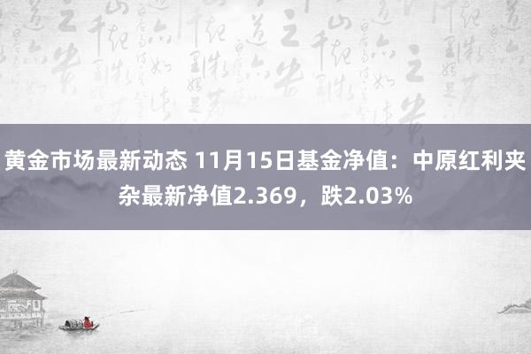 黄金市场最新动态 11月15日基金净值：中原红利夹杂最新净值2.369，跌2.03%