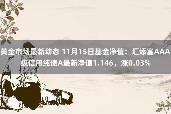 黄金市场最新动态 11月15日基金净值：汇添富AAA级信用纯债A最新净值1.146，涨0.03%