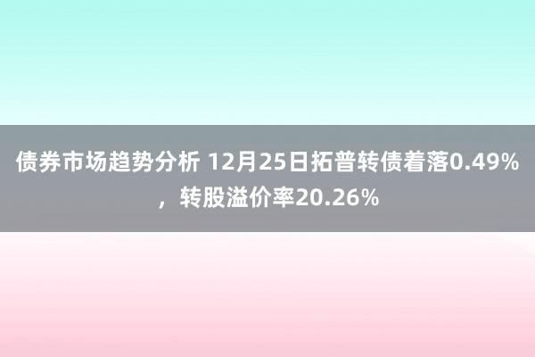 债券市场趋势分析 12月25日拓普转债着落0.49%，转股溢价率20.26%