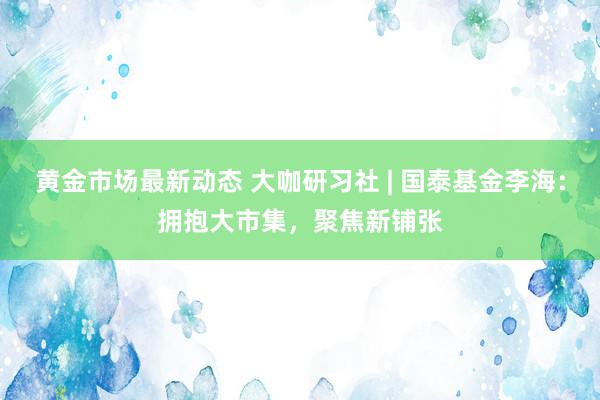 黄金市场最新动态 大咖研习社 | 国泰基金李海：拥抱大市集，聚焦新铺张