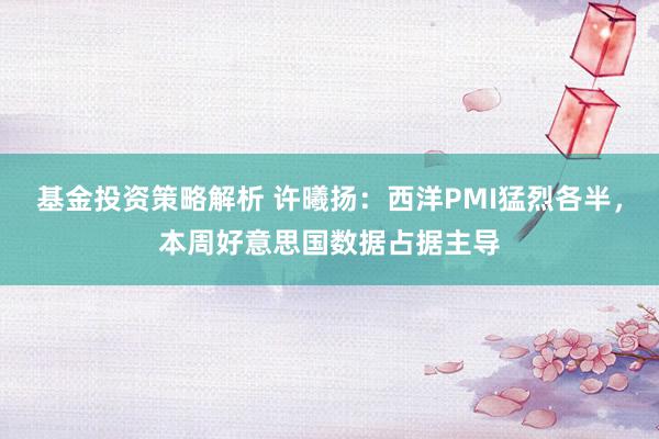 基金投资策略解析 许曦扬：西洋PMI猛烈各半，本周好意思国数据占据主导