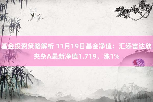 基金投资策略解析 11月19日基金净值：汇添富达欣夹杂A最新净值1.719，涨1%